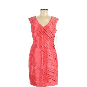 London Times Dress 6 NWT Coral Pink Tiered Ruffle Cocktail Party Vacation Event